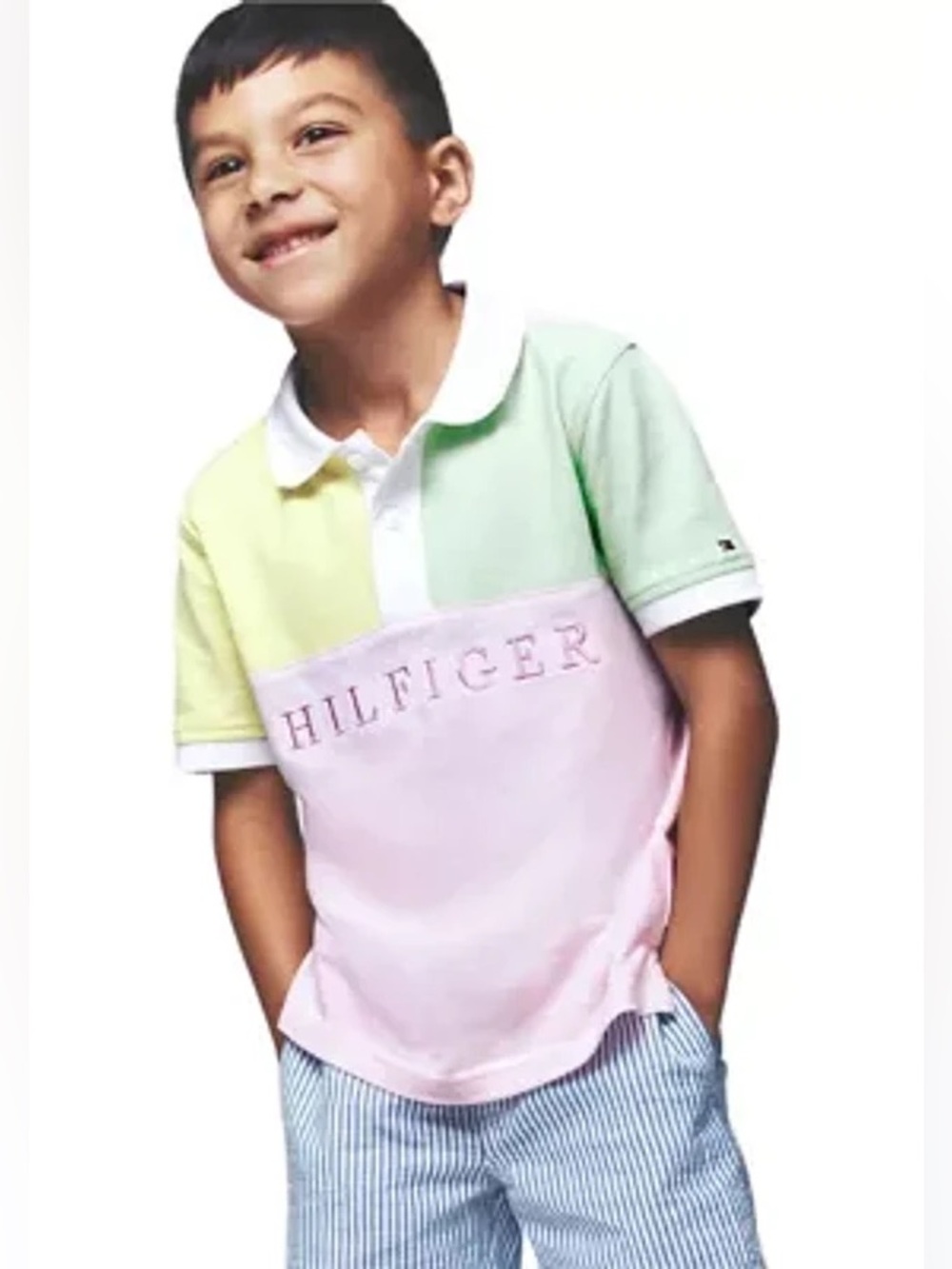 Tommy Hilfiger Boys' Pastel Colorblock Short Sleeve Polo M 10-12